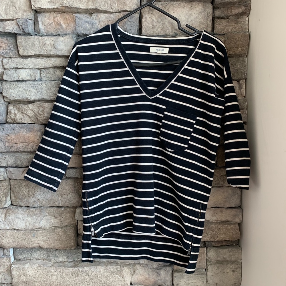 Madewell | black and white striped top